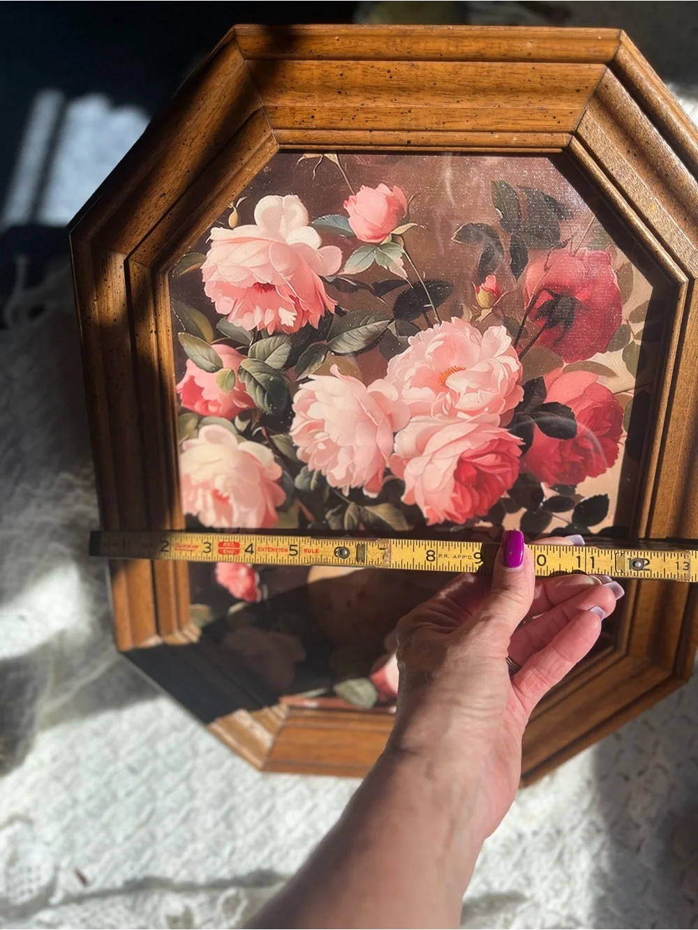 Framed Floral Canvas Print Wall Art - Pink Rose Bouquet
